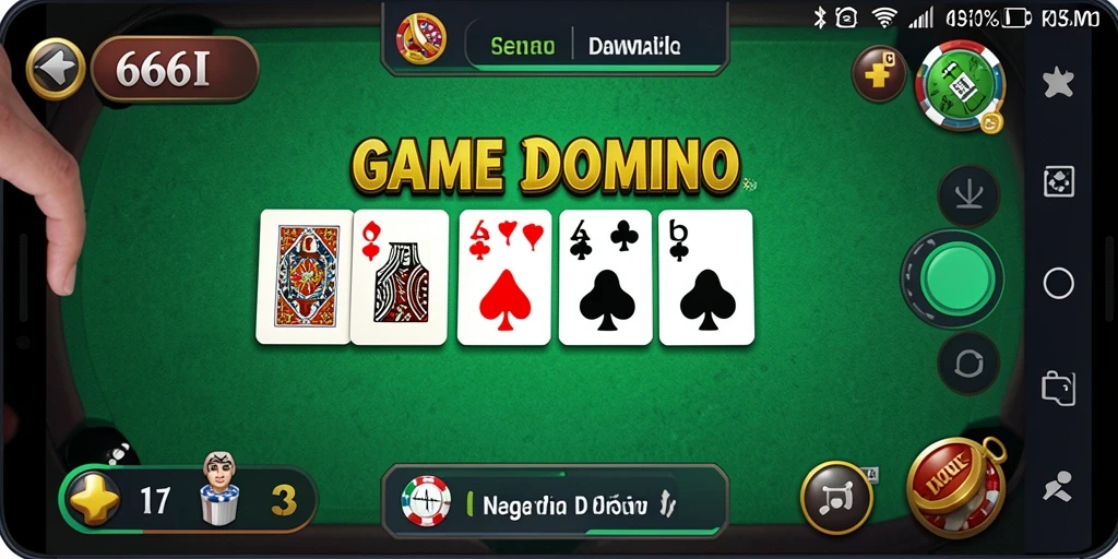 Antarmuka utamanya menampilkan papan permainan Domino yang menarik.