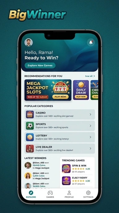 Tampilan katalog aplikasi bigwinner