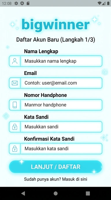 Tampilan halaman daftar bigwinner